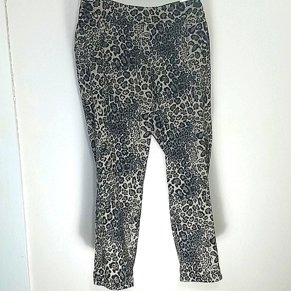 Slimsation Pants NWT 20W Reversible Leopard Print Black Tan Straight Leg Ctrl Tp